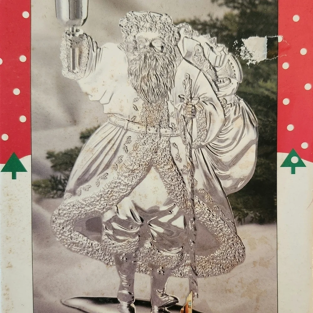 International Christmeas Silverplated Holiday Santa Candle Holder